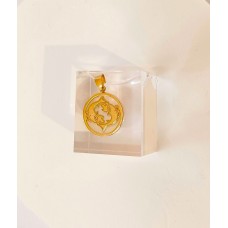 Μενταγιόν Ζώδιο - Ιχθύες σε κίτρινο χρυσό 9Κ με φίλντισι (Z147)